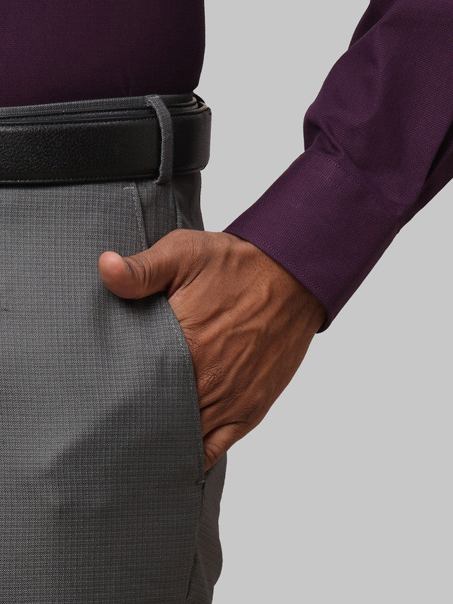 Raymond Grey Structure Slim Fit Polyester Blend Trouser - Image 6