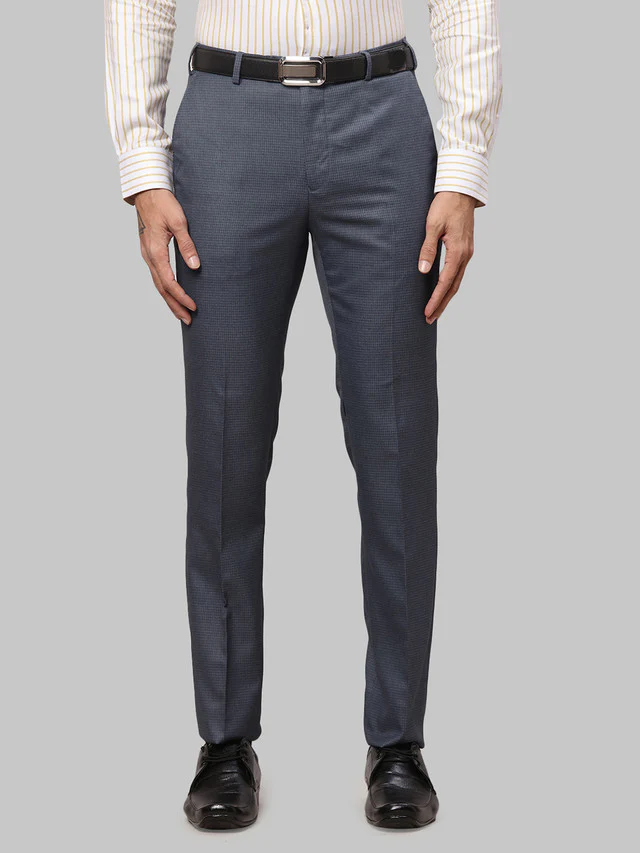 Raymond Grey Structure Slim Fit Polyester Blend Trouser