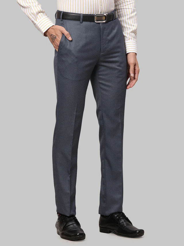 Raymond Grey Structure Slim Fit Polyester Blend Trouser - Image 2