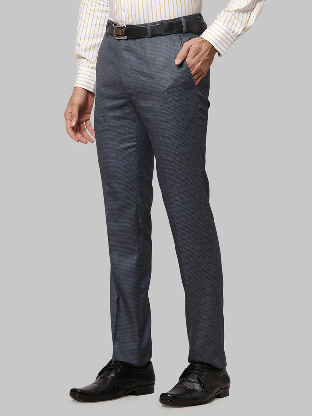 Raymond Grey Structure Slim Fit Polyester Blend Trouser - Image 3