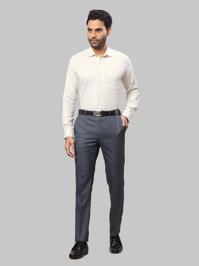 Raymond Grey Structure Slim Fit Polyester Blend Trouser - Image 5