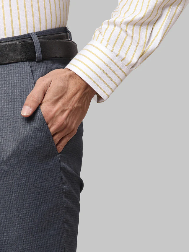 Raymond Grey Structure Slim Fit Polyester Blend Trouser - Image 6