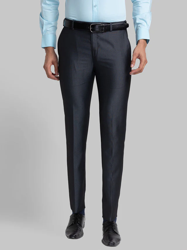 Raymond Grey Structure Slim Fit Polyester Blend Trouser