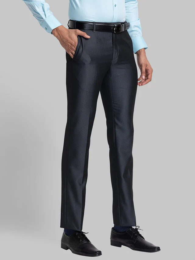 Raymond Grey Structure Slim Fit Polyester Blend Trouser - Image 2