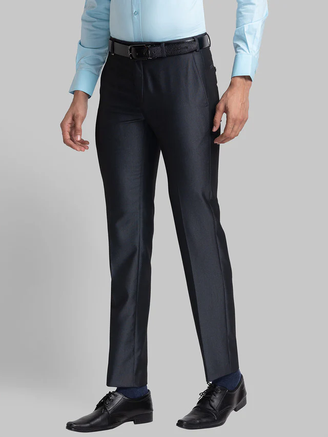 Raymond Grey Structure Slim Fit Polyester Blend Trouser - Image 3