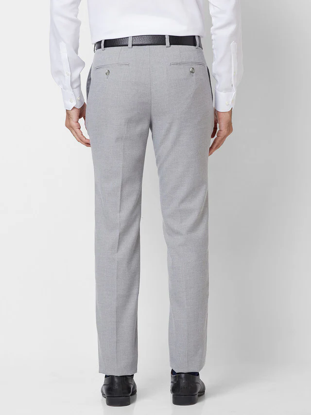 Raymond Grey Structure Slim Fit Polyester Blend Trouser - Image 4