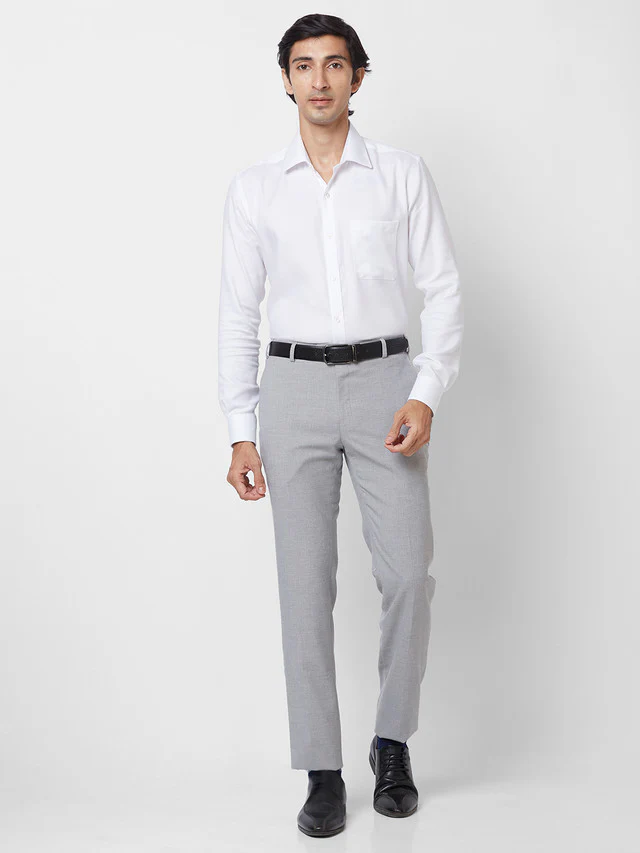 Raymond Grey Structure Slim Fit Polyester Blend Trouser - Image 5