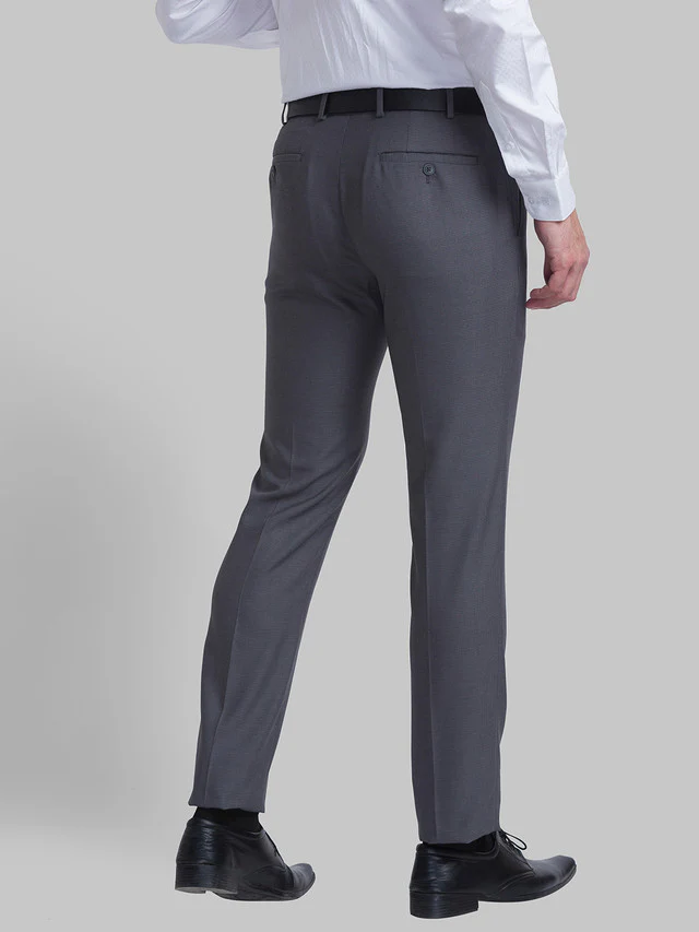 Raymond Grey Structure Slim Fit Polyester Blend Trouser - Image 4