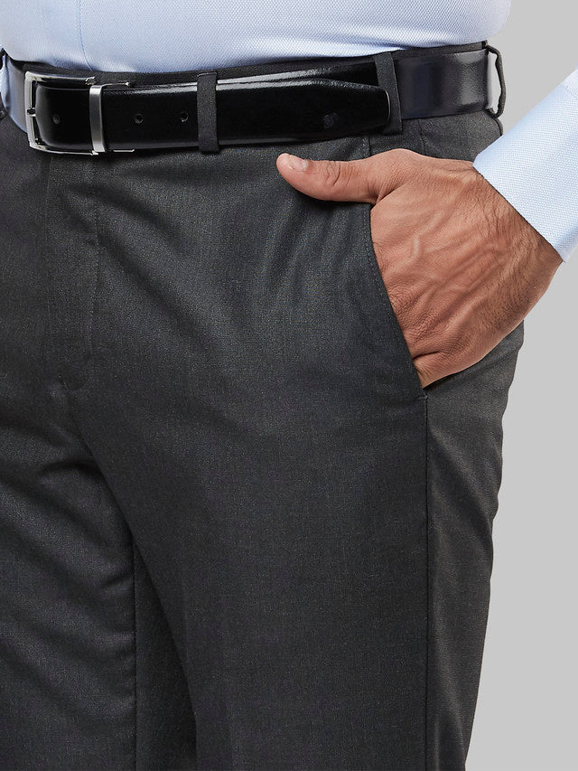 Raymond Grey Structure Slim Fit Polyester Blend Trouser - Image 6