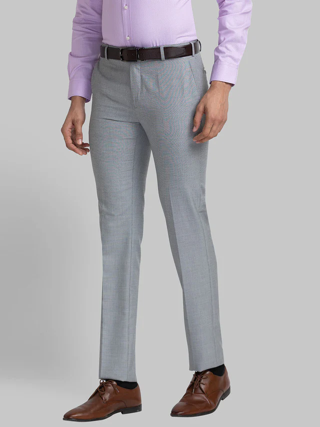 Raymond Grey Structure Slim Fit Polyester Blend Trouser - Image 3