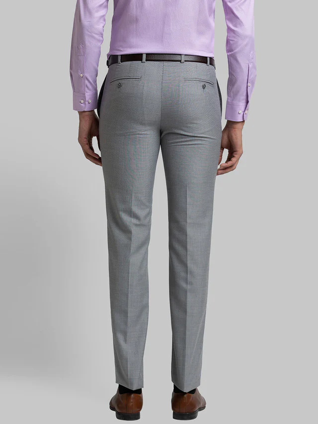 Raymond Grey Structure Slim Fit Polyester Blend Trouser - Image 4
