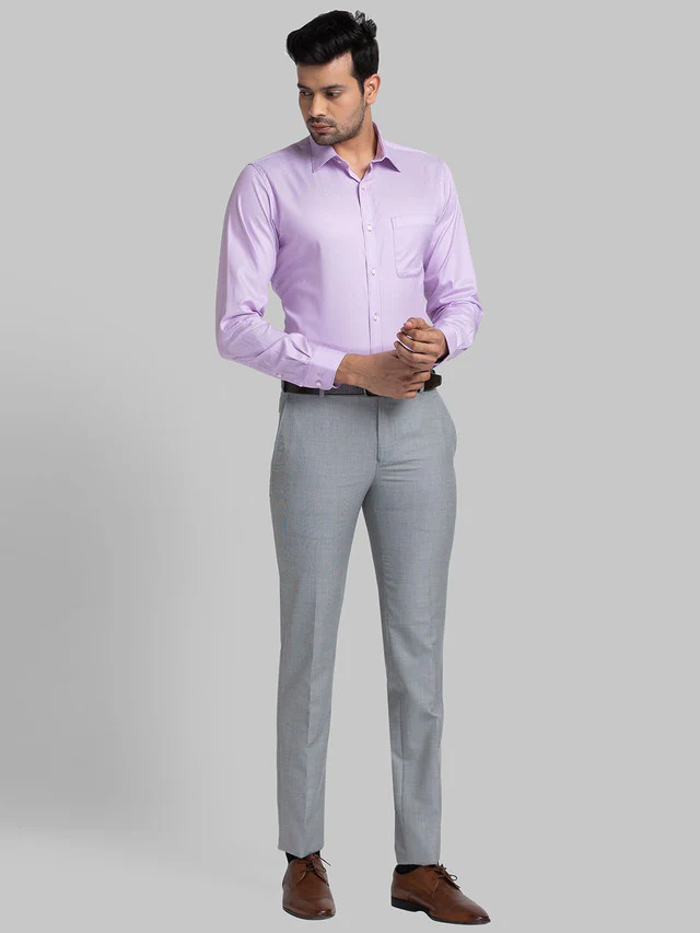 Raymond Grey Structure Slim Fit Polyester Blend Trouser - Image 5
