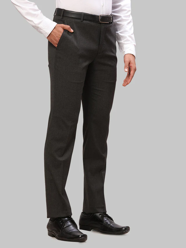 Raymond Grey Structure Slim Fit Polyester Blend Trouser - Image 2