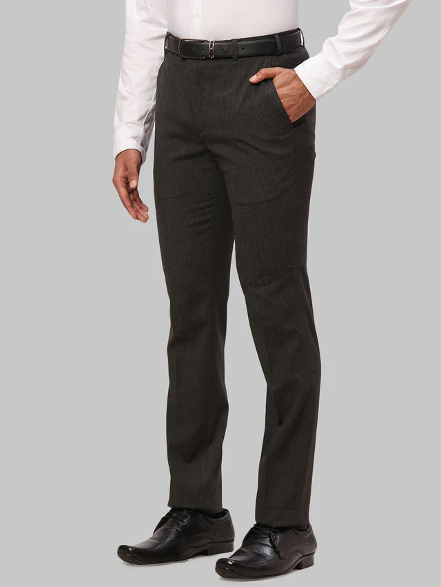 Raymond Grey Structure Slim Fit Polyester Blend Trouser - Image 3