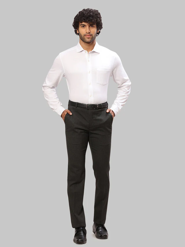 Raymond Grey Structure Slim Fit Polyester Blend Trouser - Image 6