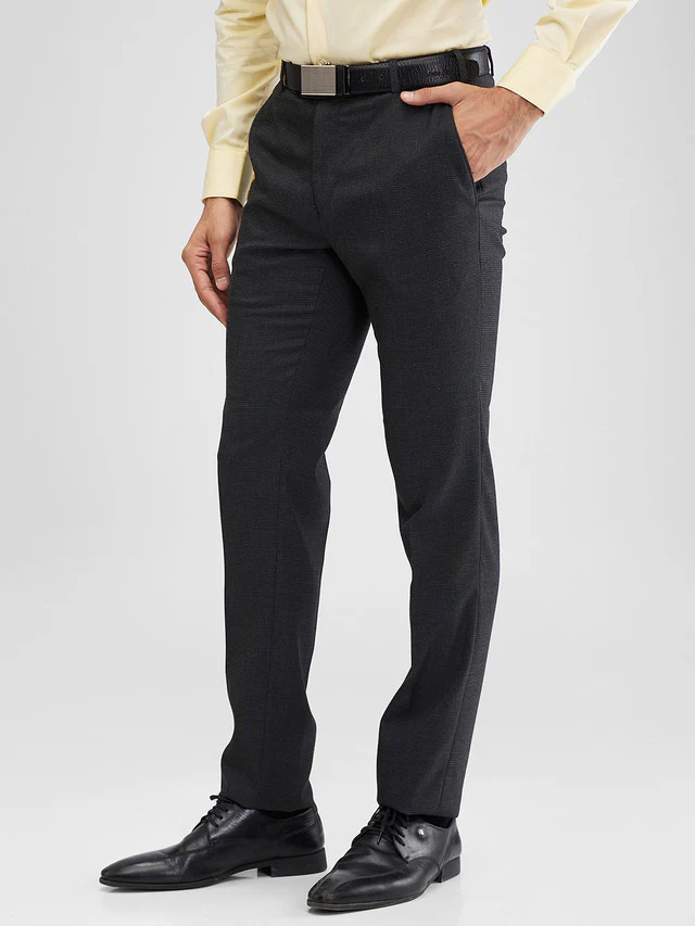 Raymond Grey Structure Slim Fit Polyester Blend Trouser - Image 3