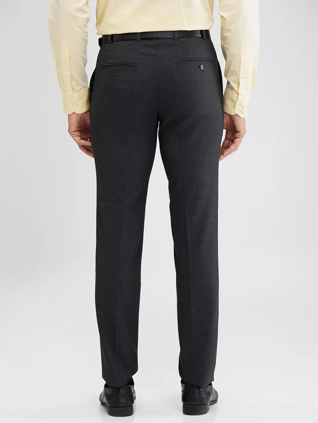 Raymond Grey Structure Slim Fit Polyester Blend Trouser - Image 4