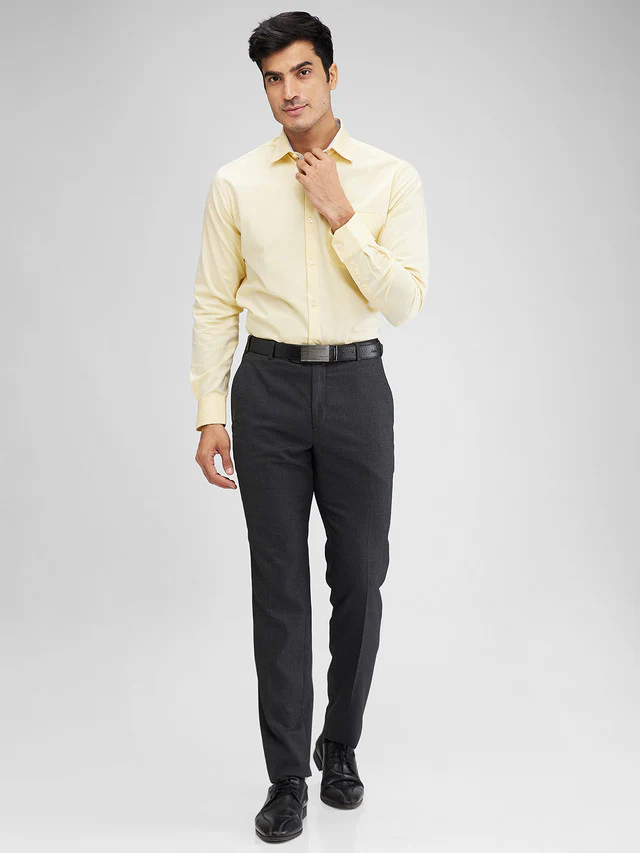 Raymond Grey Structure Slim Fit Polyester Blend Trouser - Image 5