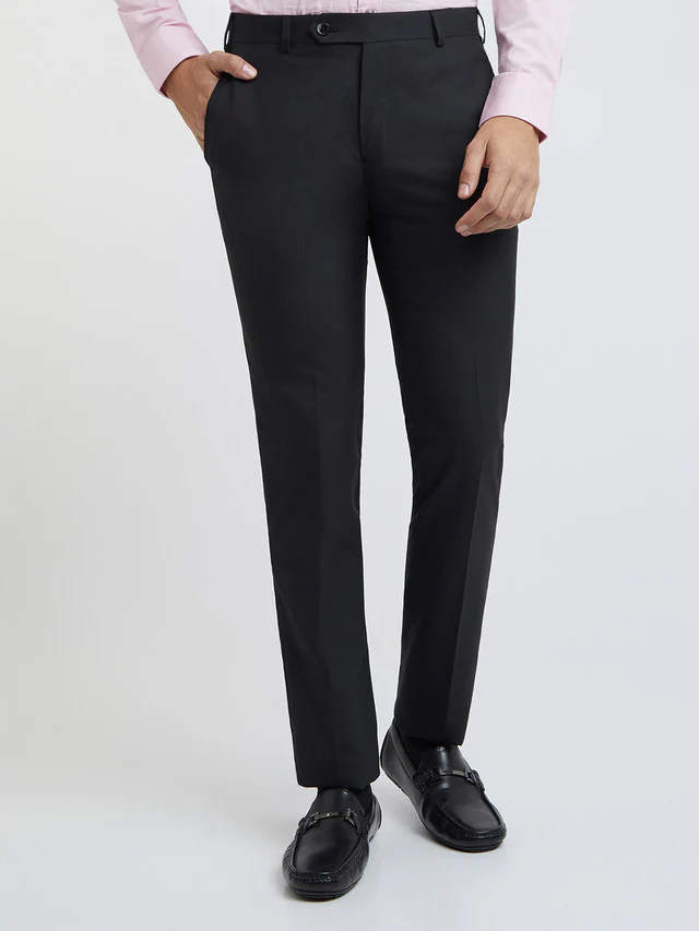Raymond Grey Structure Slim Fit Polyester Blend Trouser