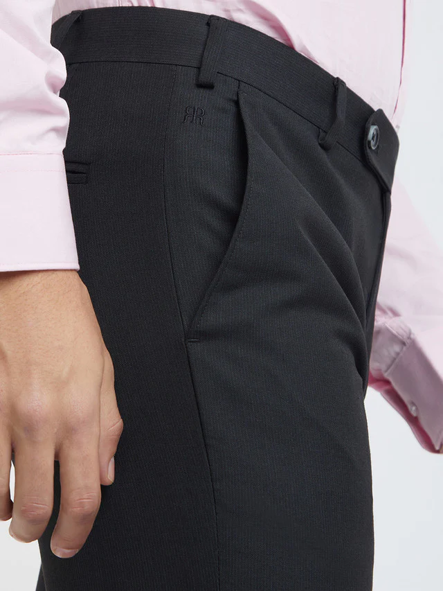 Raymond Grey Structure Slim Fit Polyester Blend Trouser - Image 6