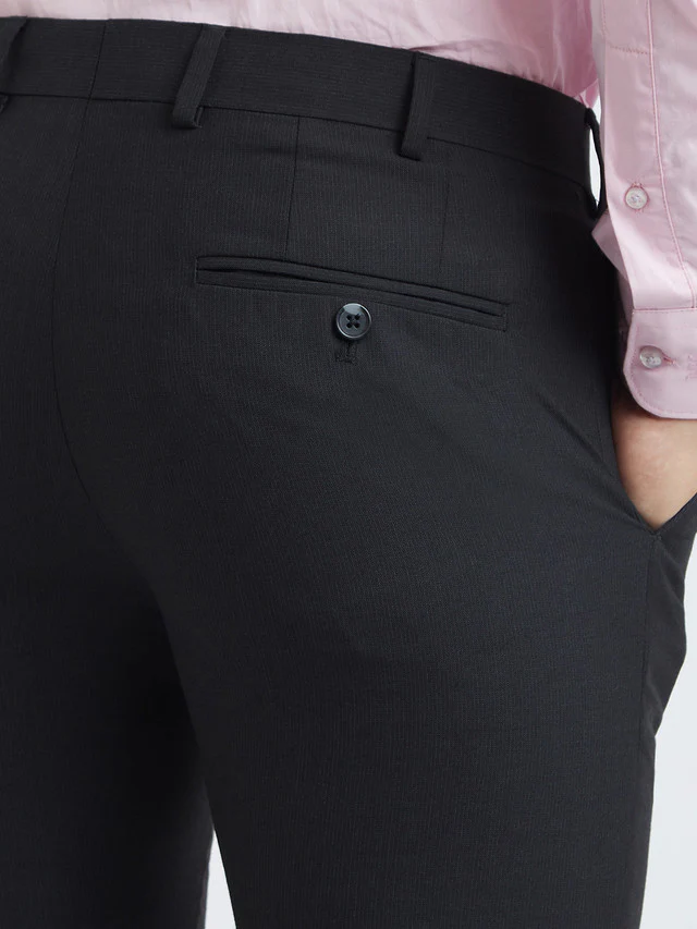 Raymond Grey Structure Slim Fit Polyester Blend Trouser - Image 7