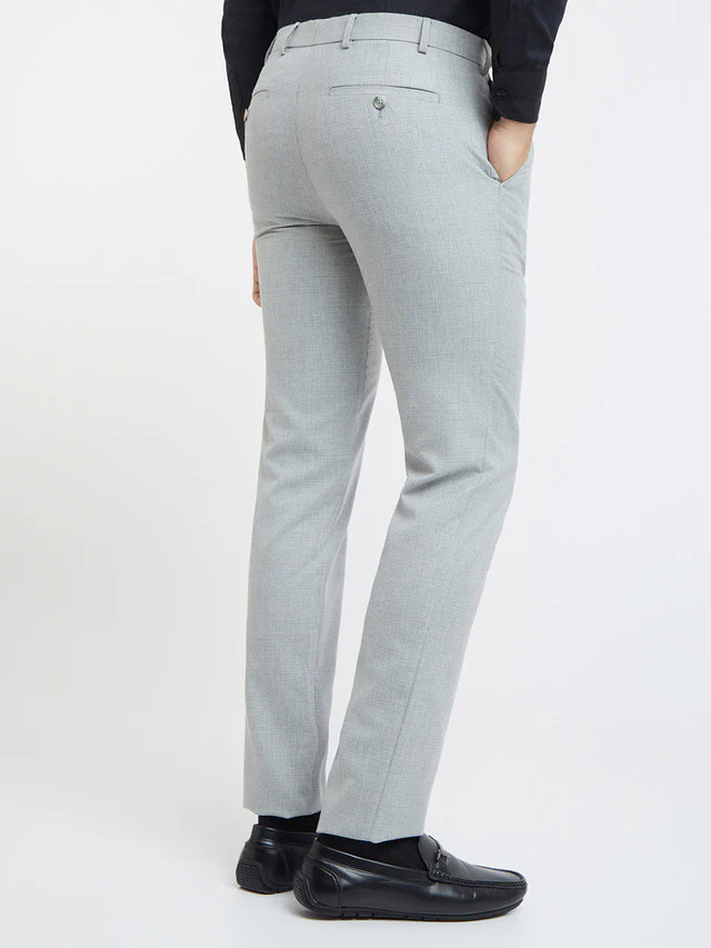 Raymond Grey Structure Slim Fit Polyester Blend Trouser - Image 5