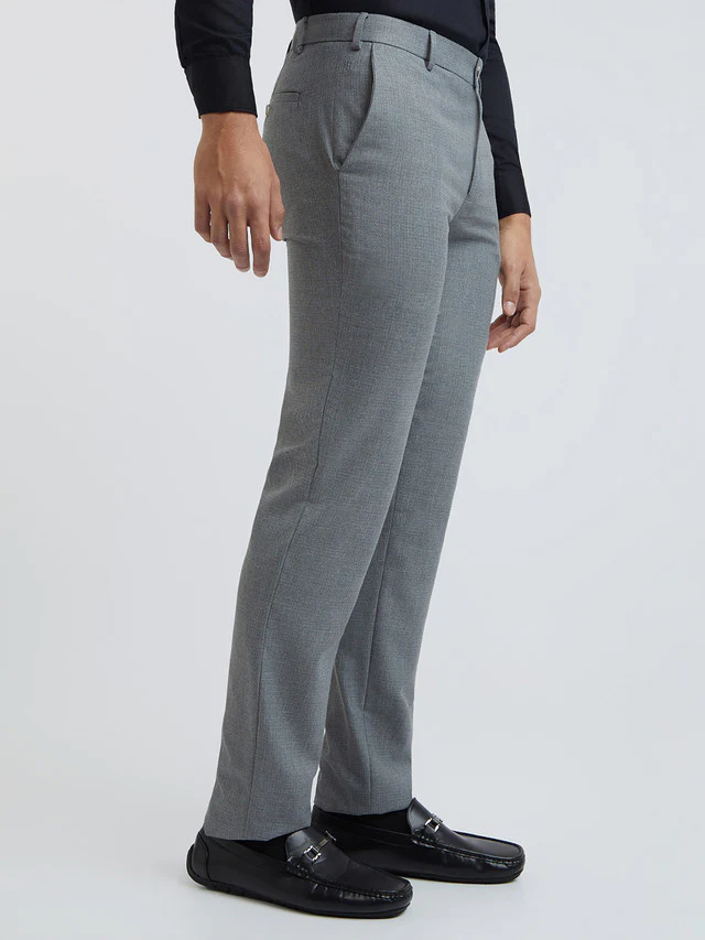 Raymond Grey Structure Slim Fit Polyester Blend Trouser - Image 2
