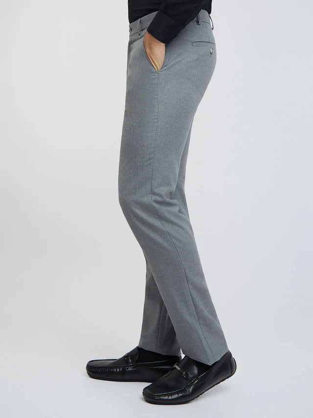 Raymond Grey Structure Slim Fit Polyester Blend Trouser - Image 3