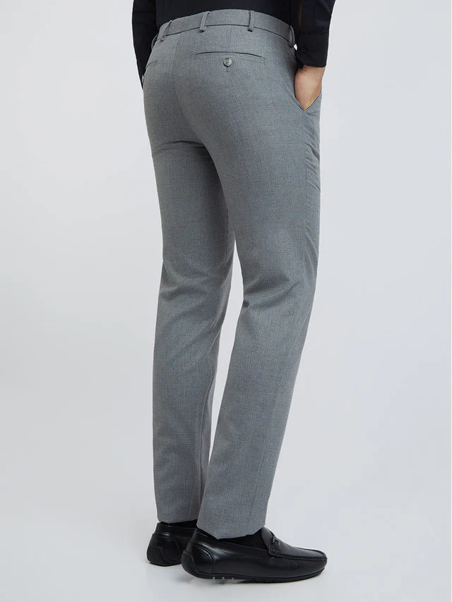 Raymond Grey Structure Slim Fit Polyester Blend Trouser - Image 5