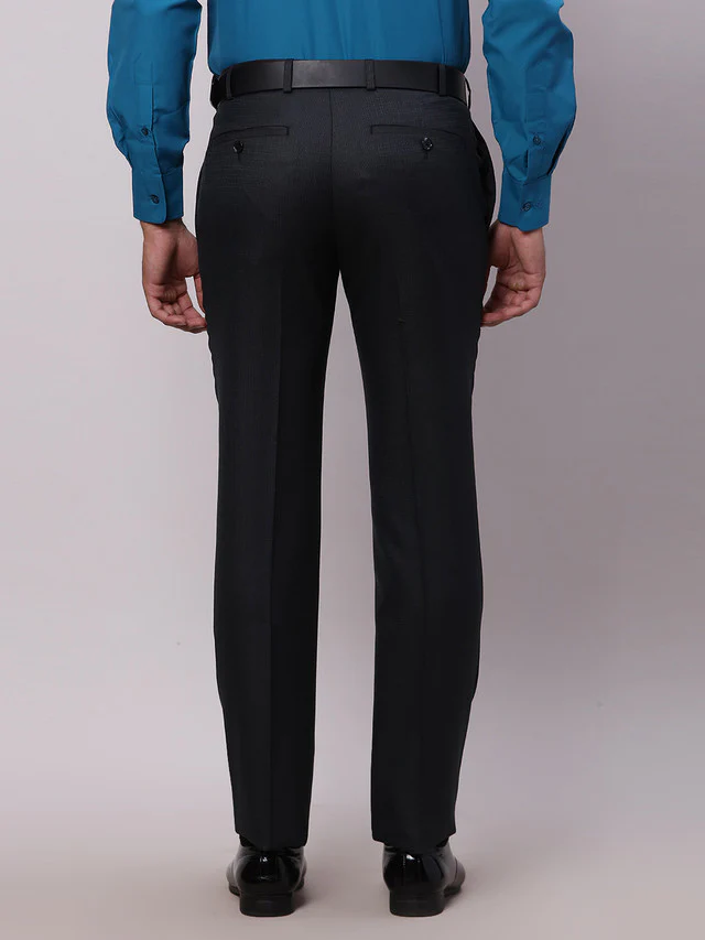 Raymond Grey Structure Slim Fit Polyester Blend Trouser - Image 5