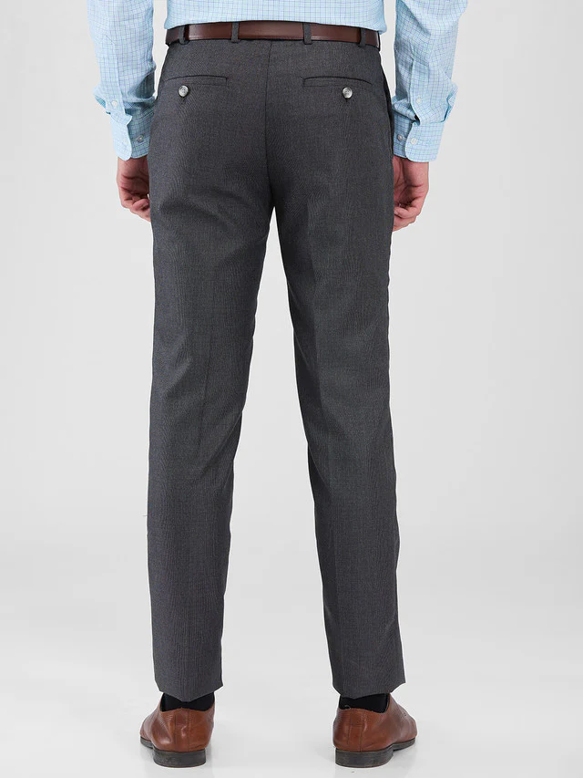 Raymond Grey Structure Slim Fit Polyester Blend Trouser - Image 5