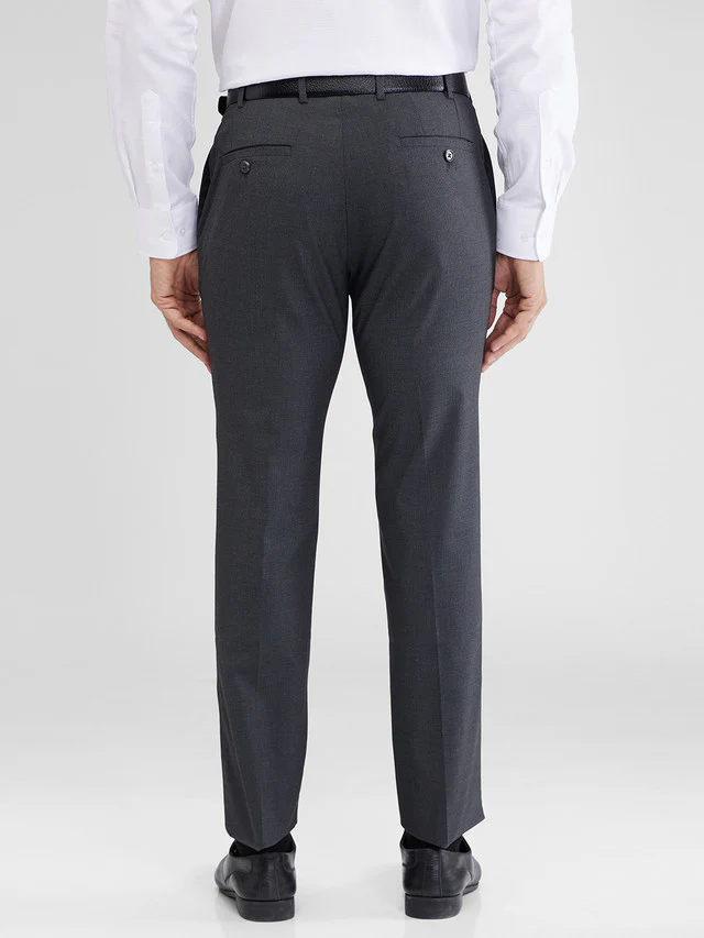 Raymond Grey Structure Slim Fit Polyester Blend Trouser - Image 4