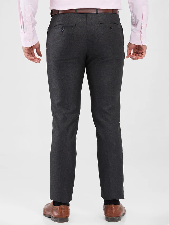 Raymond Grey Structure Slim Fit Polyester Blend Trouser - Image 4