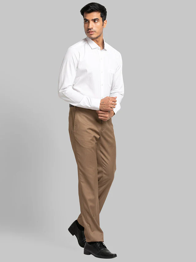 Raymond Khaki Solid Contemporary Fit Terylene Blend Trouser - Image 5
