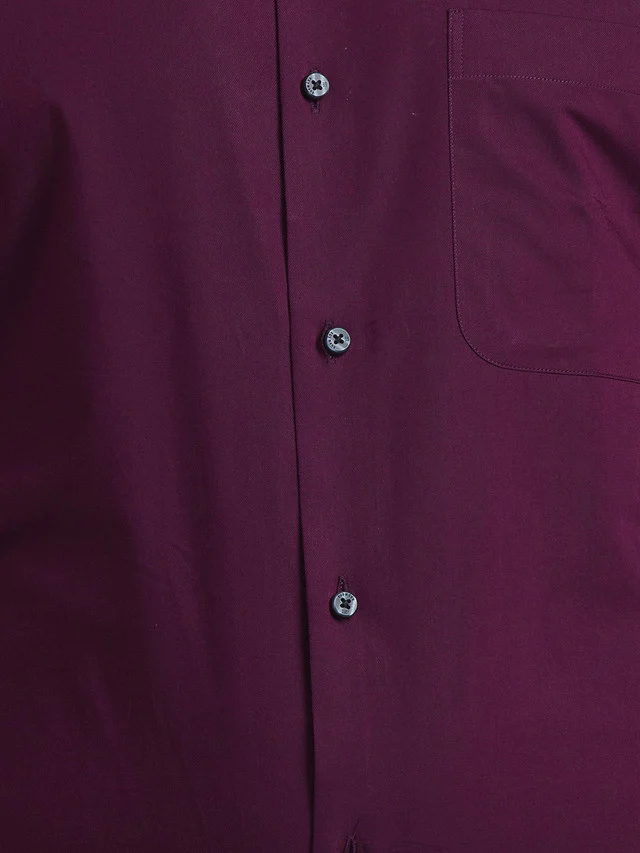 Raymond Maroon Solid Contemporary Fit Cotton Formal Shirt - Image 7