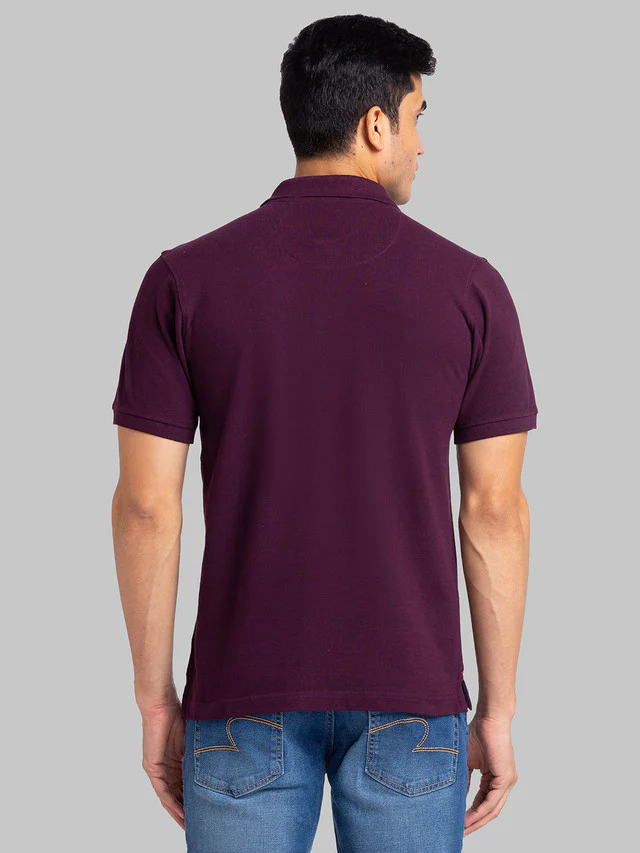Raymond Maroon Solid Modern Fit Cotton T-Shirt - Image 5