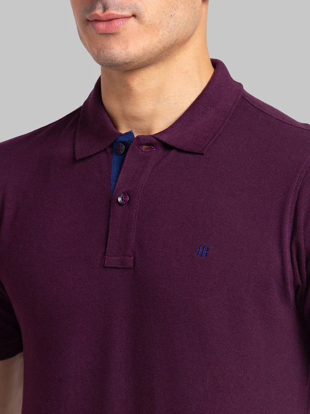 Raymond Maroon Solid Modern Fit Cotton T-Shirt - Image 7