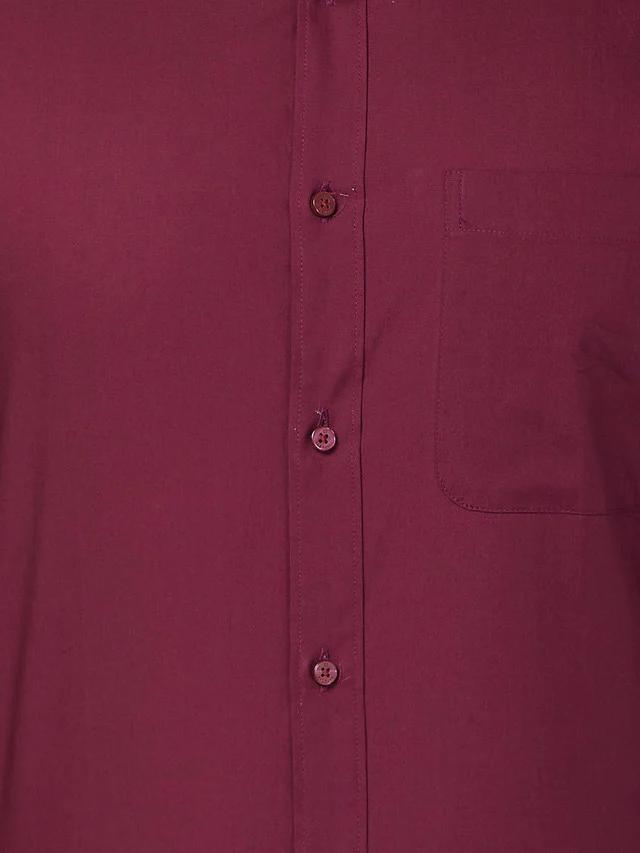 Raymond Maroon Solid Slim Fit Cotton Formal Shirt - Image 7
