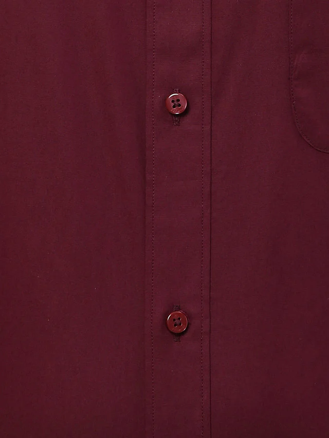 Raymond Maroon Solid Slim Fit Cotton Formal Shirt - Image 7
