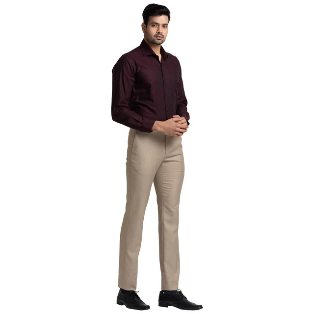 Raymond Maroon Structure Contemporary Fit Full Sleeve Cotton Shirt - Image 5