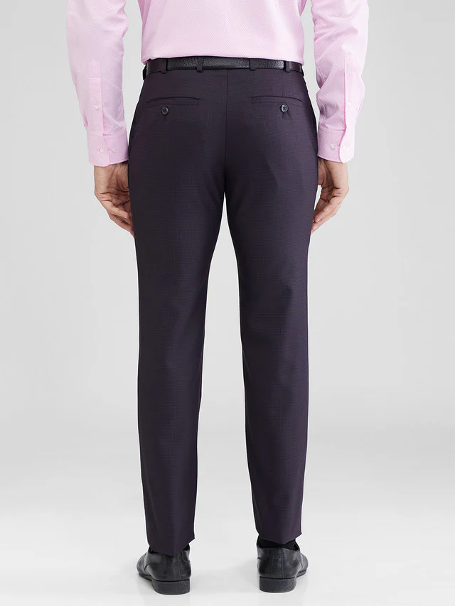 Raymond Men Maroon Slim Fit Structure Trouser - Image 4
