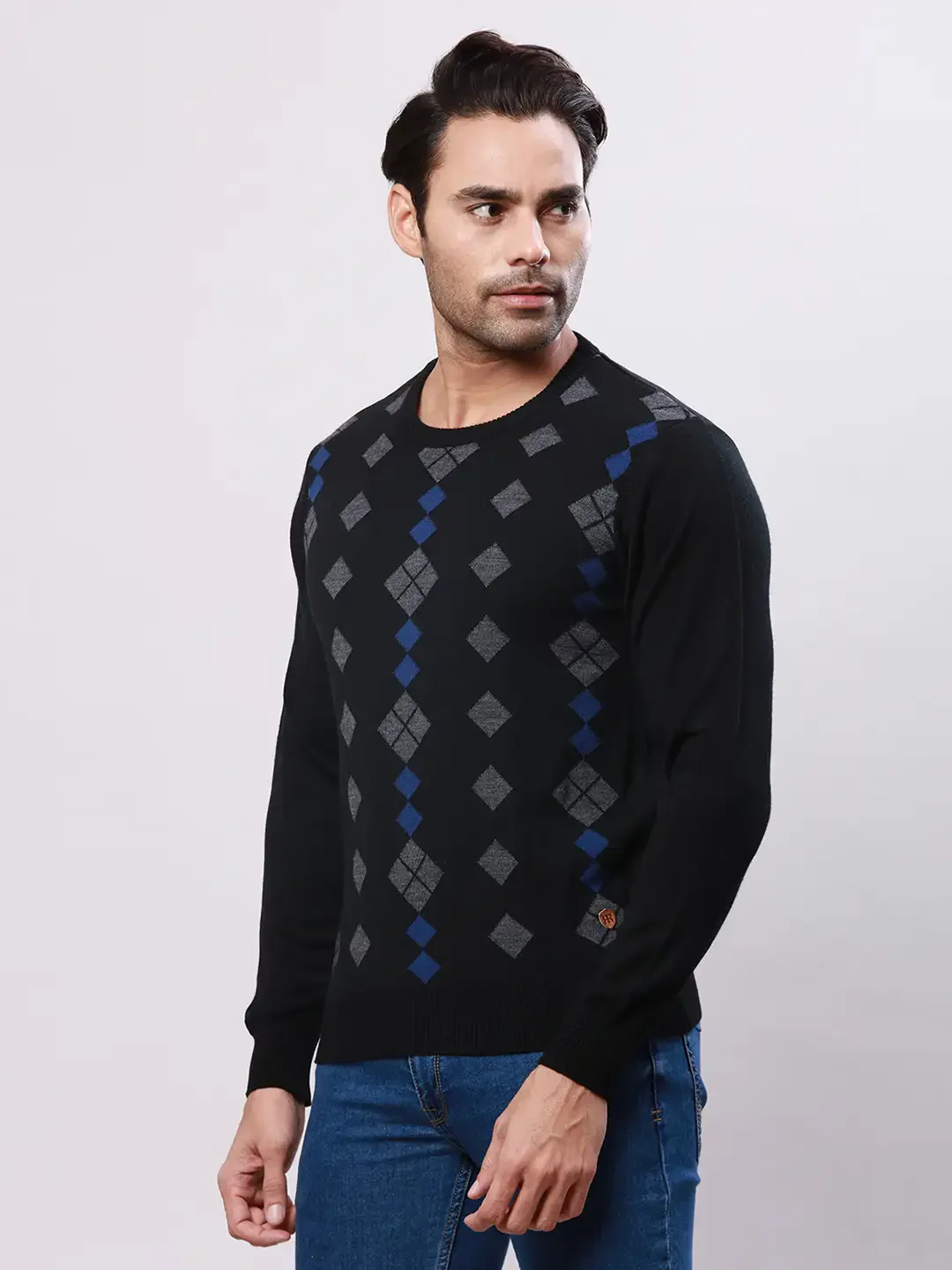 Raymond Men Black Argyle Acrylic Blend Sweaters - Image 3