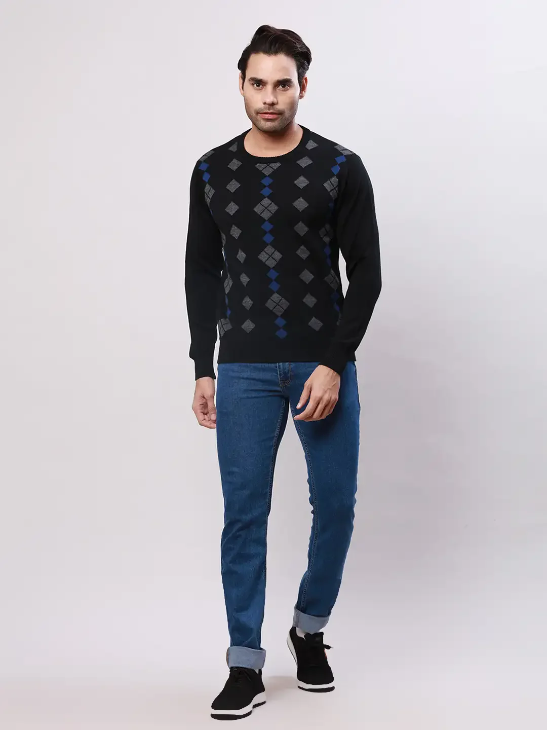 Raymond Men Black Argyle Acrylic Blend Sweaters - Image 5