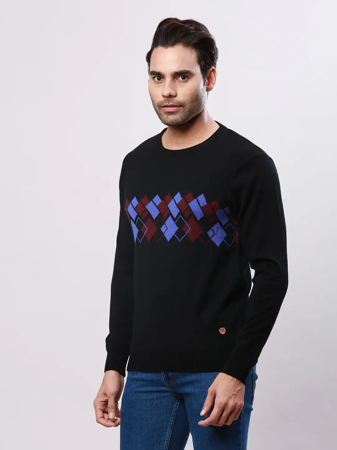 Raymond Men Black Argyle Acrylic Blend Sweaters - Image 3