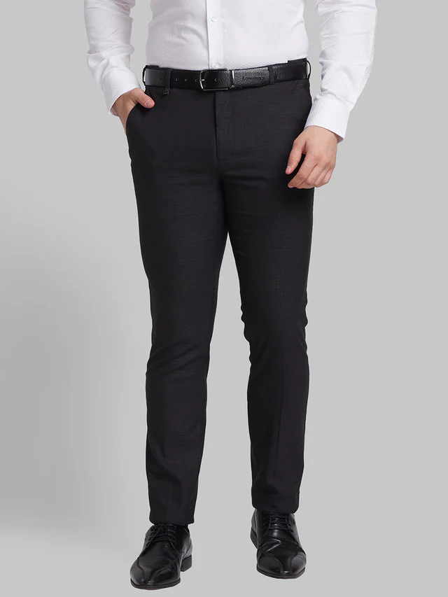 Raymond Men Black Checkered Slim Fit Trouser