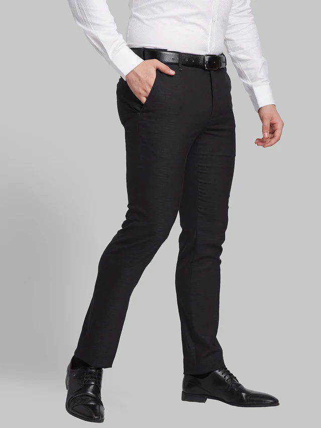 Raymond Men Black Checkered Slim Fit Trouser - Image 2