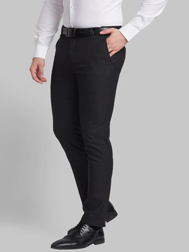 Raymond Men Black Checkered Slim Fit Trouser - Image 3