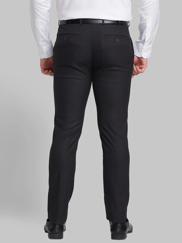 Raymond Men Black Checkered Slim Fit Trouser - Image 4
