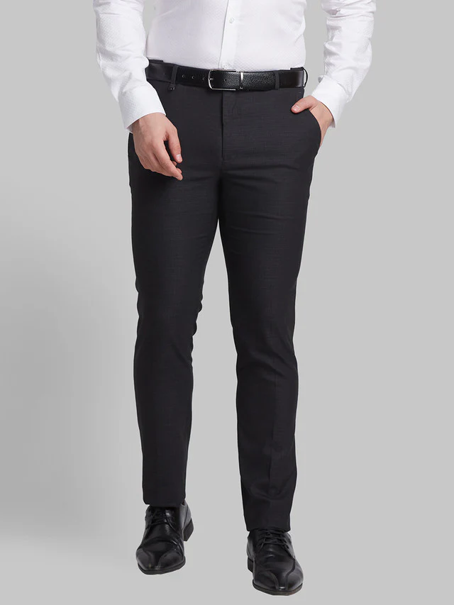Raymond Men Black Checkered Slim Fit Trouser - Image 5