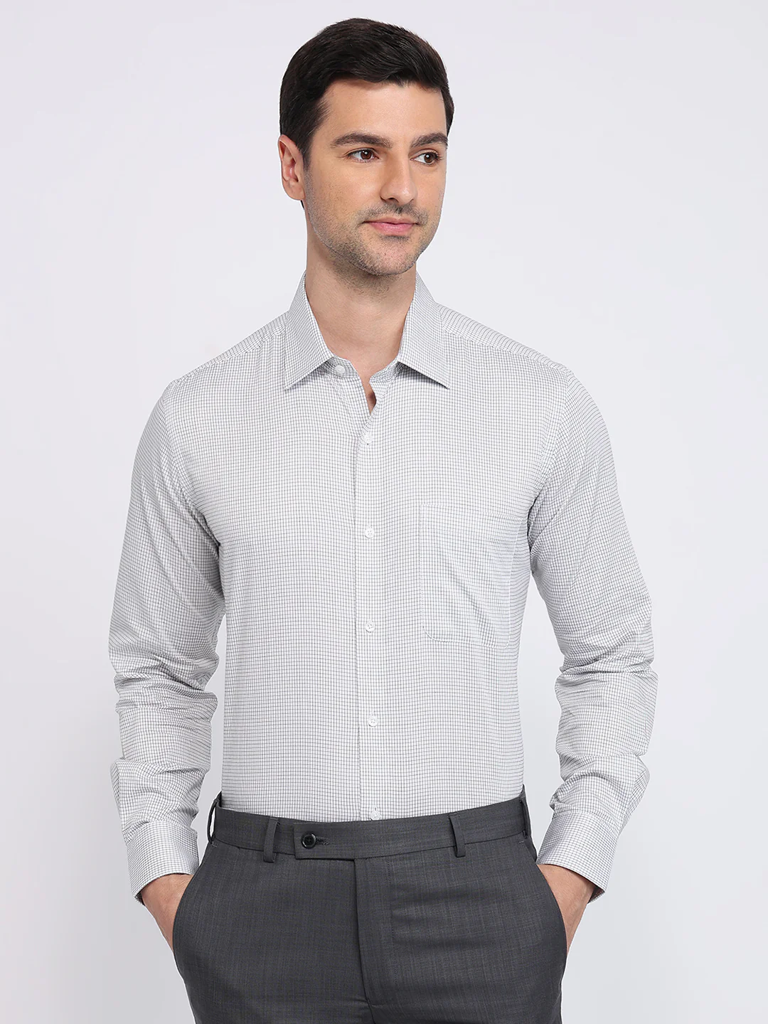 Raymond Men Black Checks Contemporary Fit Cotton Shirt